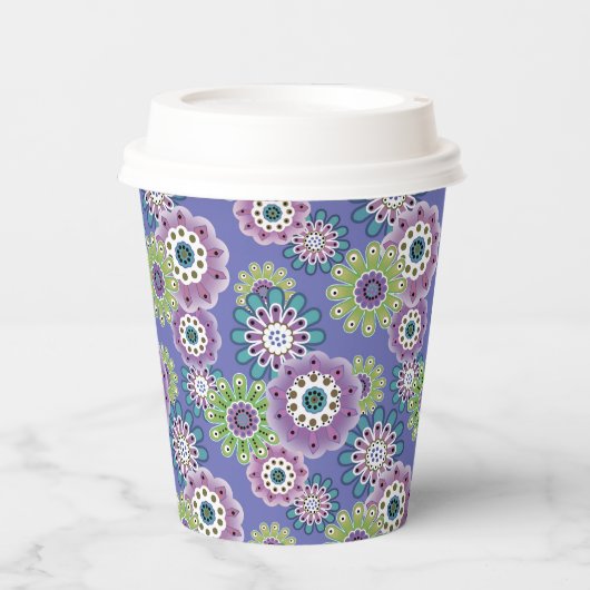 Abstrakter Cartoon Blume Blumenkinder skandinav Pappbecher (Vorderseite)