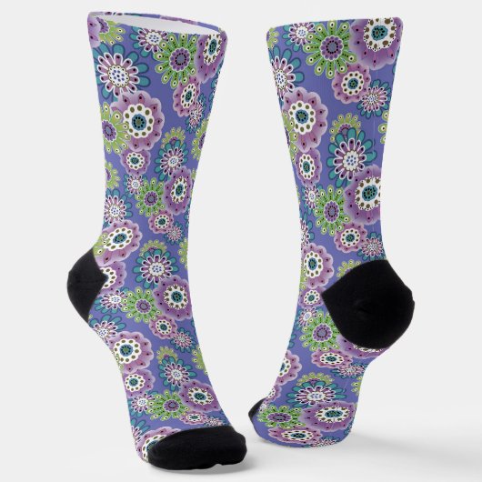 Abstrakter Cartoon Blume Blumenkinder skandinav Socken (Gewinkelt)