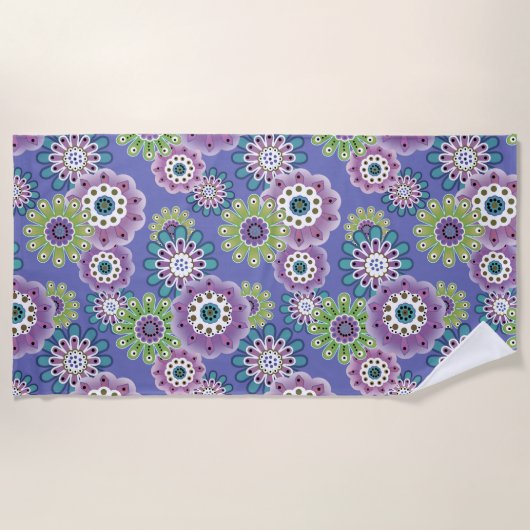 Abstrakter Cartoon Blume Blumenkinder skandinav Strandtuch (Vorderseite)
