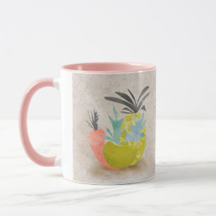 Abstrakter Cartoon Karotten Ananas Früchte Nahrung Tasse