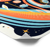 Abstrakter Cartoon Weltraumplanet. Moderner Kosmos Poster (Ecke)