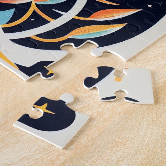 Abstrakter Cartoon Weltraumplanet. Moderner Kosmos Puzzle (Seite)