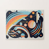 Abstrakter Cartoon Weltraumplanet. Moderner Kosmos Puzzle (Horizontal)
