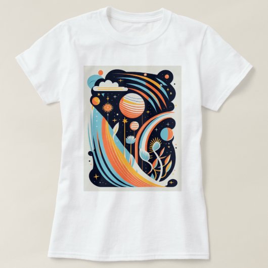 Abstrakter Cartoon Weltraumplanet. Moderner Kosmos T-Shirt (Design vorne)