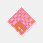 Abstrakter Checker Pink Orange Benutzerdefinierte  Serviette (Ecke)