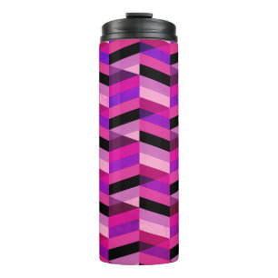 Abstrakter Chevron/Fischgrätenmuster Lila & Viol Thermosbecher
