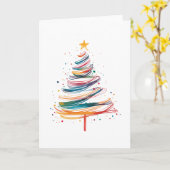 Abstrakter Christbaum Farbenfrohe Pinselstriche Karte (Gelbe Blume)