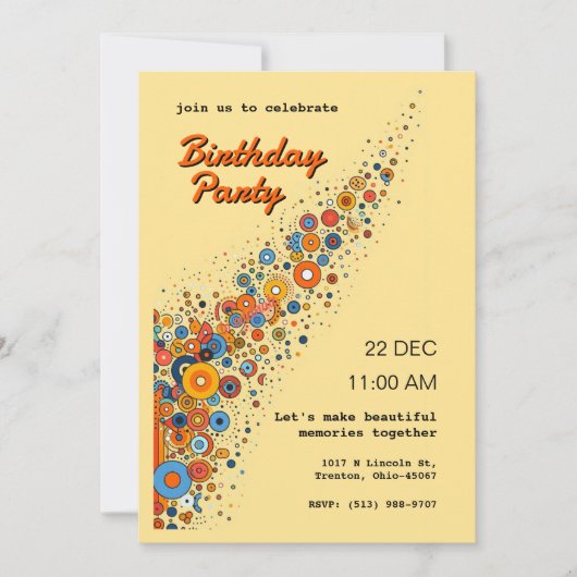 Abstrakter Circle Themed Personalisiert Einladung (Vorderseite)