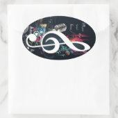 Abstrakter Cleft Hinweis und Mikrofon Ovaler Aufkleber (Tasche)