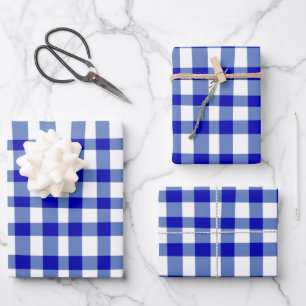 Abstrakter Codescore Kariertes Muster in Blau Geschenkpapier Set