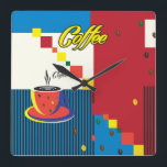 Abstrakter Coffee Cup Pop Art Trendy Stilvoll<br><div class="desc">Square Wall Clock mit Abstraktem Coffee Cup Pop Art trendy Stylish Illustration,  Art Work Poster für Phantastische Feiertage Geschenke und Präzente,  Wohngestaltung,  Art & Wall Dekoration,  Uhren Dekorative Produkt,  Square Wall Clock Modernes Design "Beautiful Fashion Woman with Coffee Cup" - Sammlung.</div>