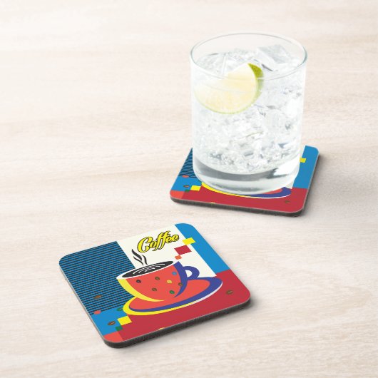 Abstrakter Coffee Cup" Pop Art Trendy Stilvolle RE Getränkeuntersetzer (Rechte Seite)
