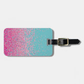 Abstrakter Confetti-Girly rosa und Blau Gepäckanhänger (Vorderseite horizontal)