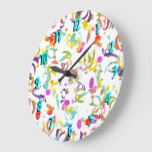 Abstrakter Confetti Toss über Weiß Große Wanduhr (Winkel)