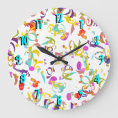 Abstrakter Confetti Toss über Weiß Große Wanduhr (Vorderseite)