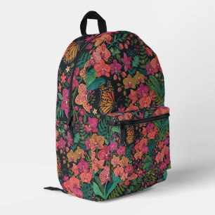 Abstrakter Cottagecore-Orchideen-Schmetterling-Ruc Bedruckter Rucksack