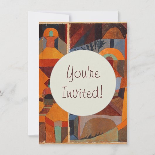 Abstrakter Cubismus Klee Tempelgärten Einladung (Vorderseite)