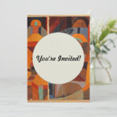 Abstrakter Cubismus Klee Tempelgärten Einladung (Stehend Vorderseite)