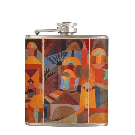 Abstrakter Cubismus Klee Tempelgärten Flachmann (Vorderseite)