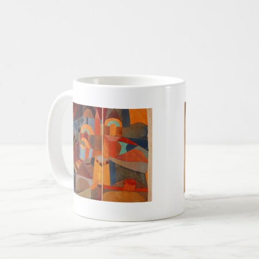 Abstrakter Cubismus Klee Tempelgärten Kaffeetasse (Vorderseite Links)