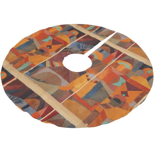 Abstrakter Cubismus Klee Tempelgärten Polyester Weihnachtsbaumdecke (Schrägansicht)