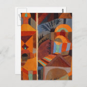 Abstrakter Cubismus Klee Tempelgärten Postkarte (Vorne/Hinten)