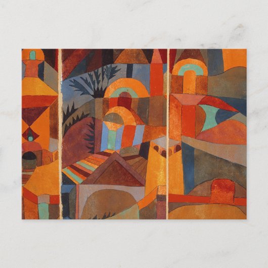 Abstrakter Cubismus Klee Tempelgärten Postkarte (Vorderseite)