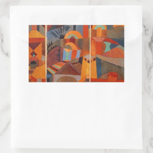 Abstrakter Cubismus Klee Tempelgärten Rechteckiger Aufkleber (Tasche)