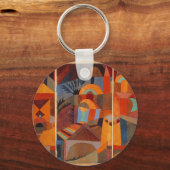 Abstrakter Cubismus Klee Tempelgärten Schlüsselanhänger (Vorderseite)