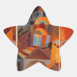 Abstrakter Cubismus Klee Tempelgärten Stern-Aufkleber