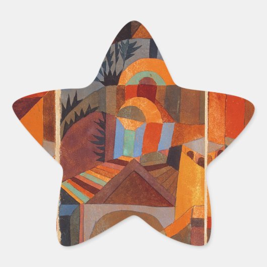 Abstrakter Cubismus Klee Tempelgärten Stern-Aufkleber (Vorderseite)