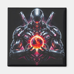 Abstrakter Cyber-Kosmischer Wächter Futuristischer Magnet