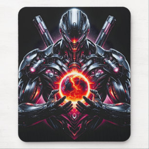 Abstrakter Cyber-Kosmischer Wächter Futuristischer Mousepad