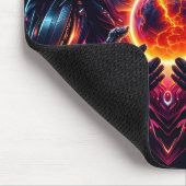 Abstrakter Cyber-Kosmischer Wächter Futuristischer Mousepad (Ecke)