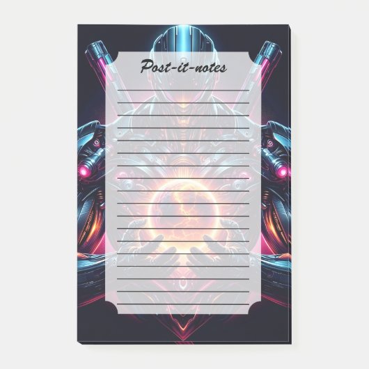 Abstrakter Cyber-Kosmischer Wächter Futuristischer Post-it Klebezettel (Vorderseite)