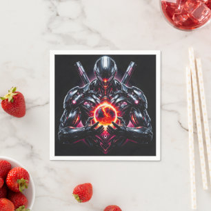 Abstrakter Cyber-Kosmischer Wächter Futuristischer Serviette