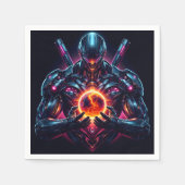 Abstrakter Cyber-Kosmo-Wächter-Roboter futuristisc Serviette (Vorderseite)