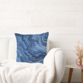 Abstrakter Deep Blue Marble Kissen