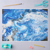 Abstrakter Dekoupage Hintergrund mit blauer Farbe Seidenpapier (Basteln)