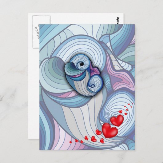 Abstrakter Delphin Postkarte (Vorne/Hinten)