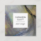 Abstrakter Denim Blue & Gold Alkohol Tinte Flüssig Quadratische Visitenkarte (Vorderseite)