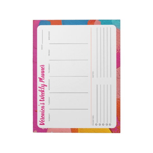 Abstrakter Design Weekly Planer personalisieren Notizblock (Rotiert)