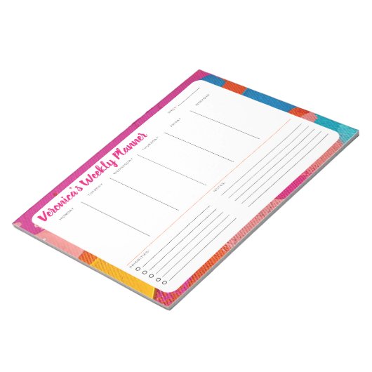 Abstrakter Design Weekly Planer personalisieren Notizblock (angewinkelt)