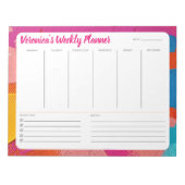 Abstrakter Design Weekly Planer personalisieren Notizblock (Vorderseite)