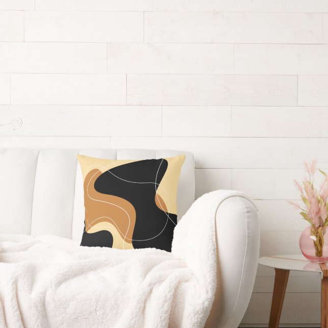 Abstrakter Designer für Schwarz und Braun Kissen (Liege)