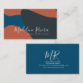 Abstrakter Designer Planer Terracotta Blue Visitenkarte (Vorne/Hinten)
