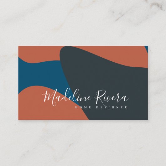 Abstrakter Designer Planer Terracotta Blue Visitenkarte (Vorderseite)