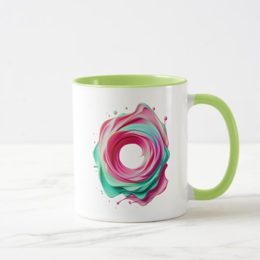 Abstrakter Designkreis mit rosa und grünen Farben. Tasse (Rechts)
