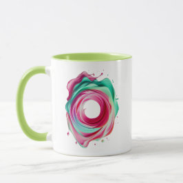 Abstrakter Designkreis mit rosa und grünen Farben. Tasse