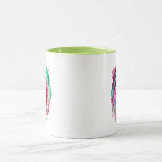 Abstrakter Designkreis mit rosa und grünen Farben. Tasse (Zentrum)